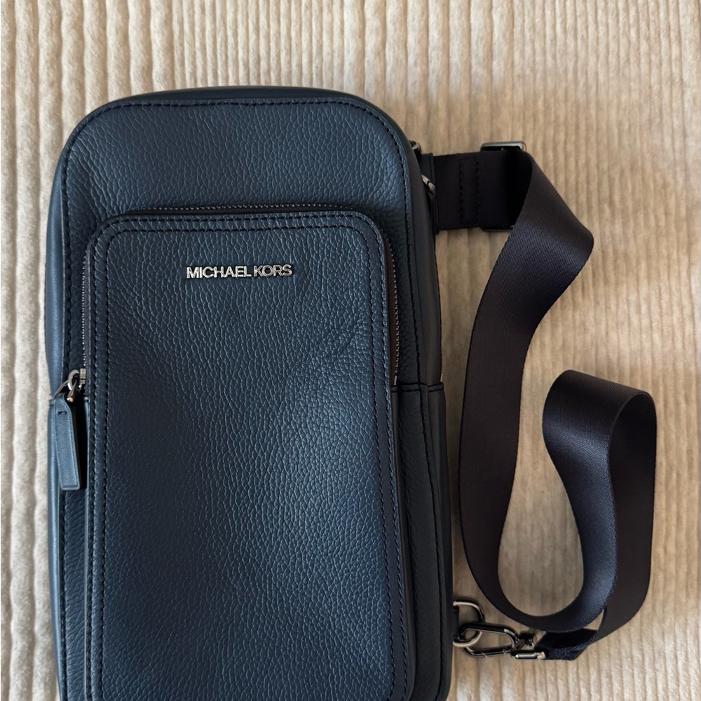 Brand New Michael Kors Pebbled Leather Sling Bag - Navy